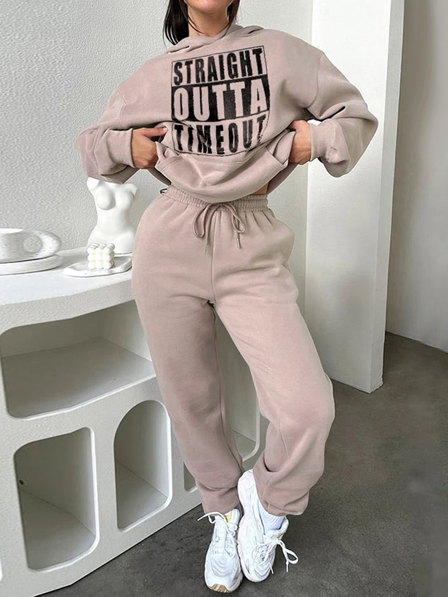 CHQCDarlys Women s 2 Piece Outfits Fall Casual Tracksuit Long Sleeve Hoodie Sweatshirts Jogger Pants Set Sweatsuits