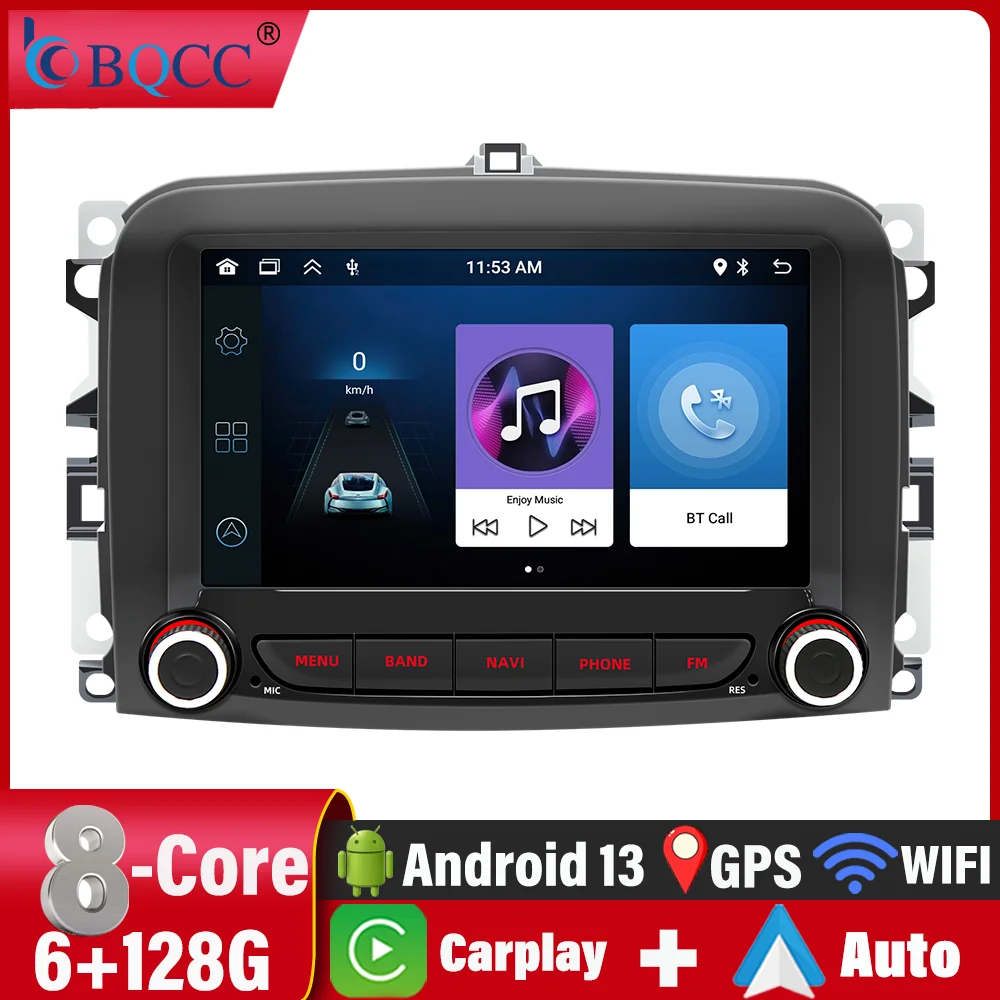 

BQCC 7'' Fiat 500L 2016~2019 Android car radio navigation support reversing image WIFI GPS recording Android AUTO CARPLAY