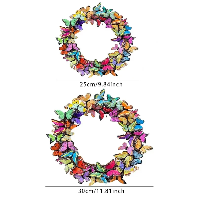 Butterfly simulation wreath with real Vine for decoration, door and wall hanging decoration, room and home decoration, 1pc