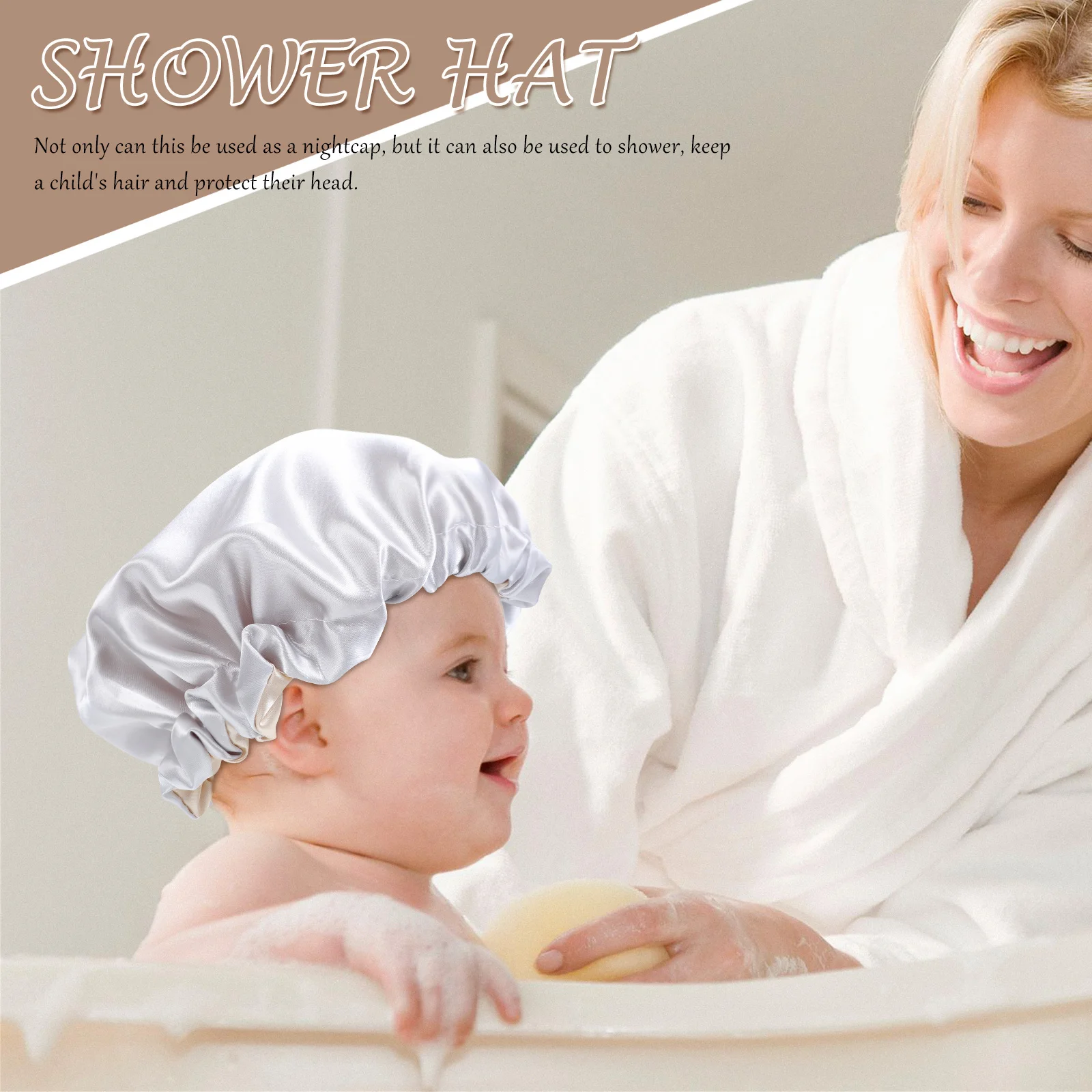 قبعة استحمام للأطفال من الساتان، واقي للشعر، عملي، متعدد الاستخدامات، سهل الاستخدام، عمر خدمة طويل، تفاصيل دقيقة #4