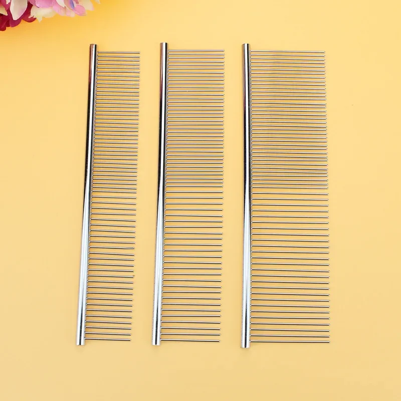 Puppy Grooming Comb Groomer Dog Stainless Steel Groomer Pets Combs Hairbrush Cat Dog Grooming Combs Hair Care Cleaning Hair Comb