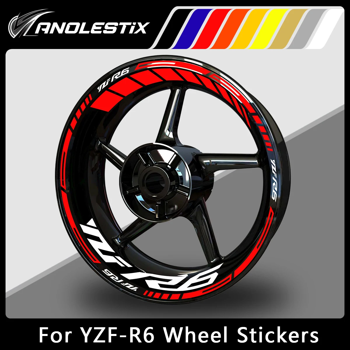 

AnoleStix Reflective Motorcycle Wheel Sticker Hub Decal Rim Stripe Tape For YAMAHA YZF-R6