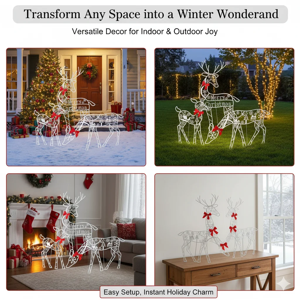 2025 جديد عيد الميلاد الديكور في الهواء الطلق مضيئة الغزلان البستنة الحديقة الديكور الحلي في الهواء الطلق زينة عيد الميلاد