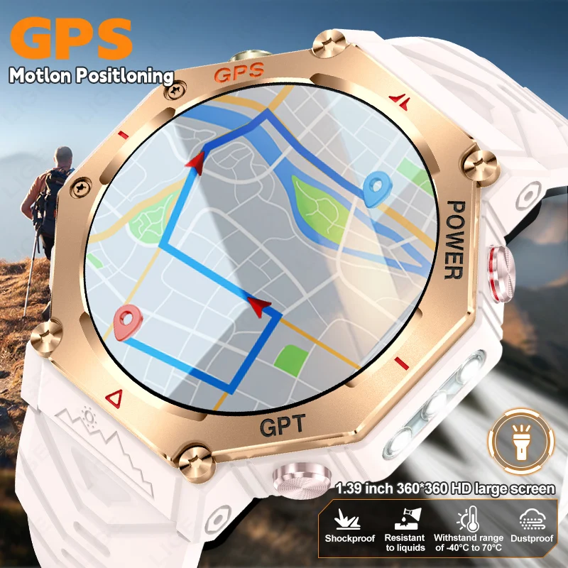 

LIGE New ChatGPT AI Smart Watch Men 3ATM Waterproof Built-in GPS Compass Watches with Flashlight Voice Assistant Smartwatch 2025