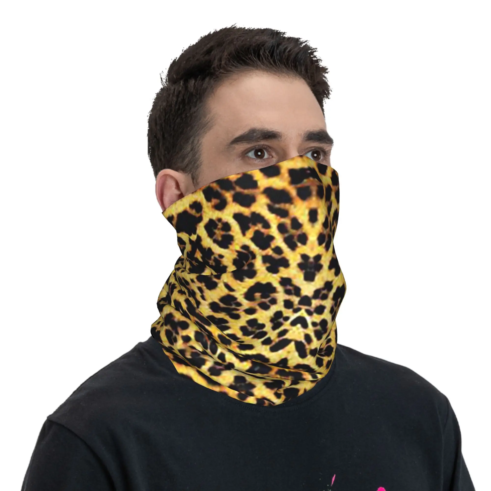 Leopard Print Bandana Neck Gaiter Printed Face Scarf Multi-use Face Mask Running For Men Women Adult All Season