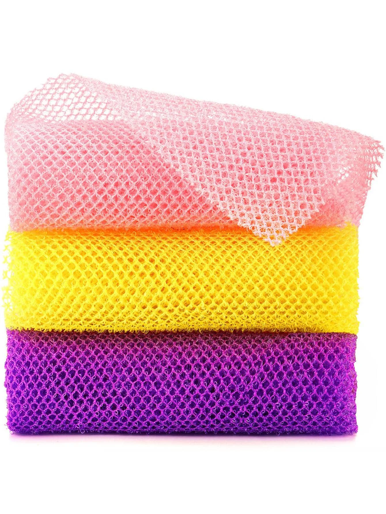 3 Pieces African Bath Sponge African Net Long Net Bath Sponge Exfoliating Shower Body Scrubber Back Scrubber Skin Smoother,Great