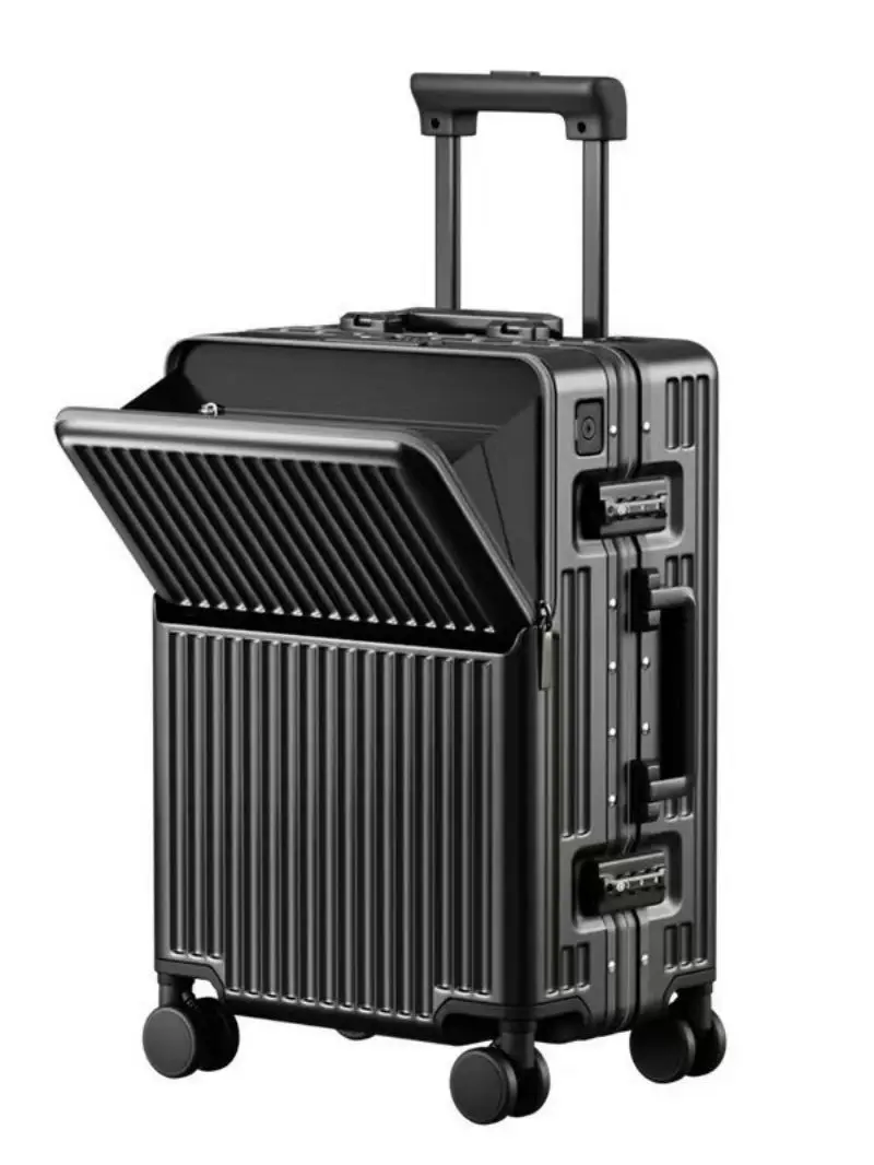 Vorne öffnender Aluminiumrahmen, großes Fassungsvermögen, Anti-Drop-Gepäckfach, 20-Zoll-Universalrad, Zugstangenbox, 61 cm, Herren und