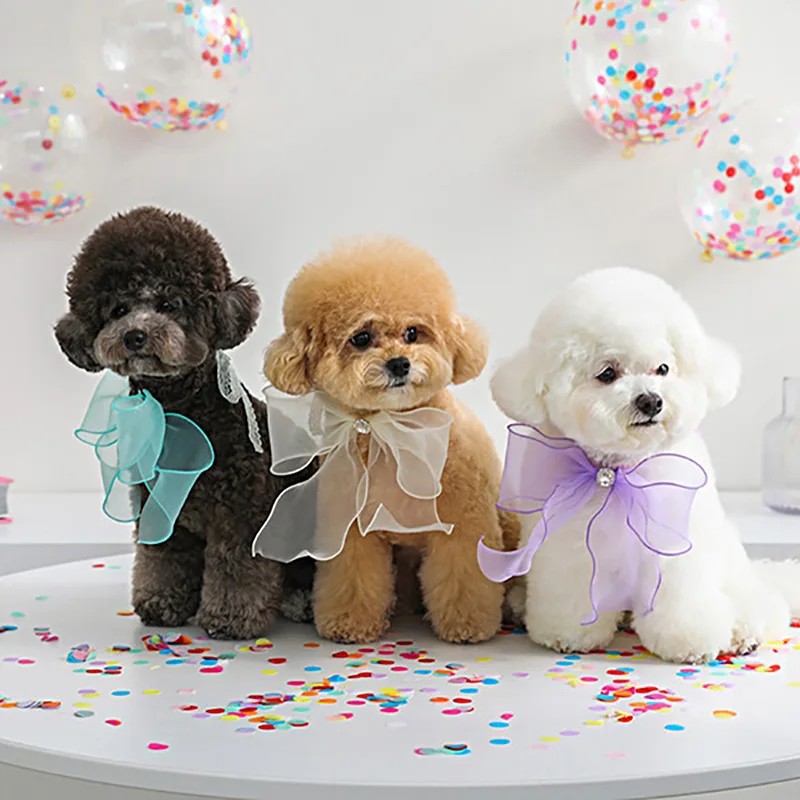 Cute Pet Dog Birthday Party Hat Wedding Hat Bow Saliva Towel Teddy Triangle Scarf Bow Pocket Bib Scarf Dog Cute Jewelry Dog Hats