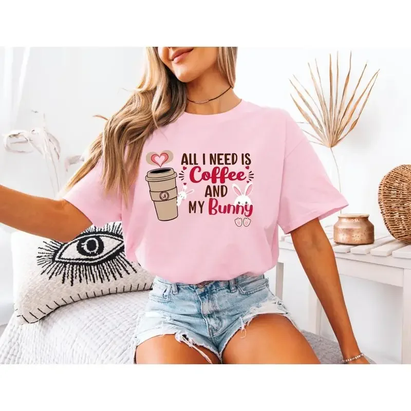 All I Need Is Coffee and My Bunny T Shirt Lover Cute Valentine's Day Rabbit Mom