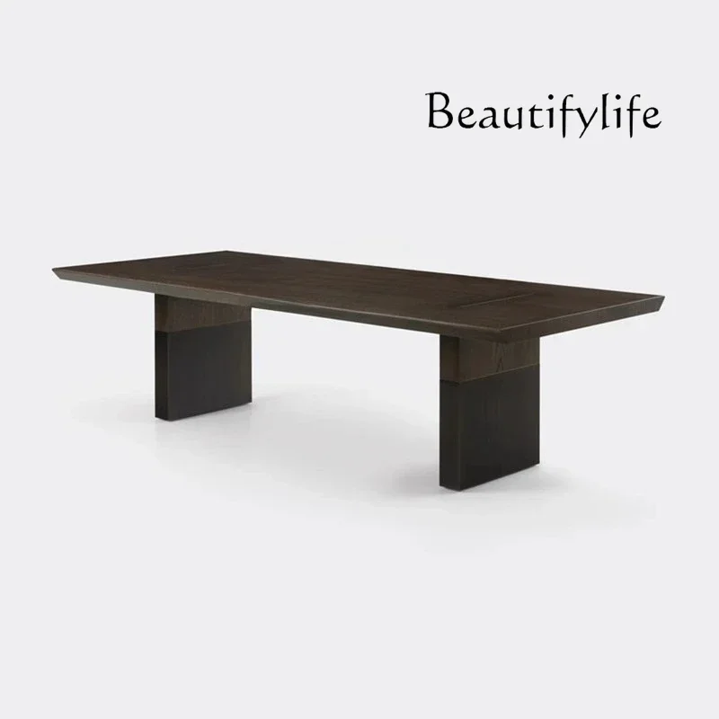 Nordic solid wood dining table small apartment light luxury design sense meeting long  villa living room dining table  workbench