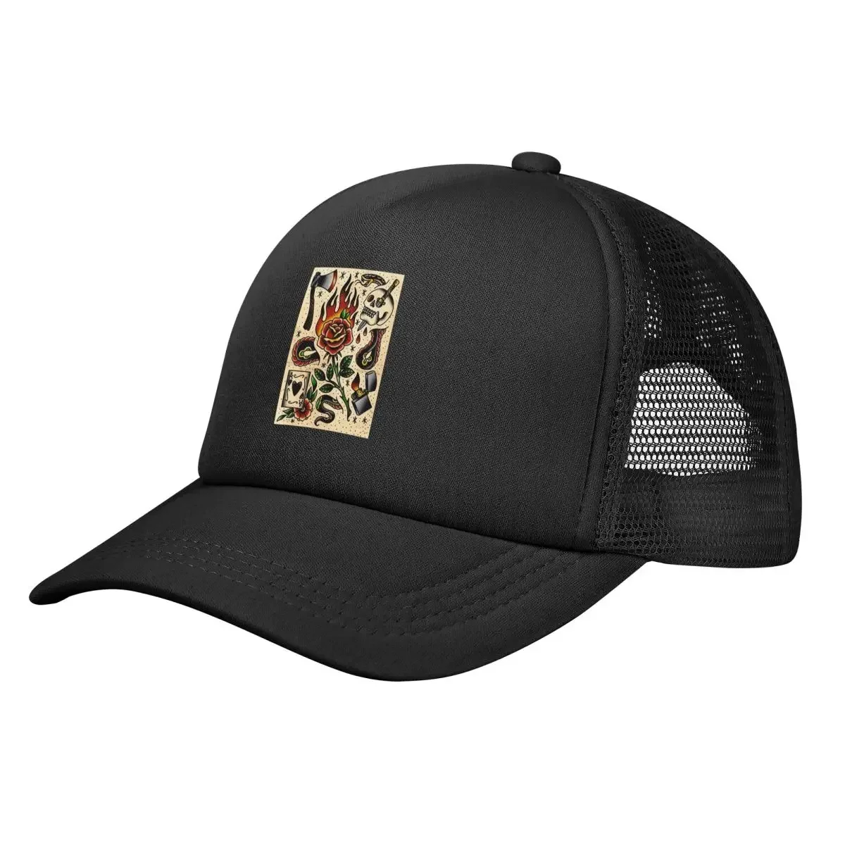 American Traditional Flash Pattern Tattoo Mesh Baseball Caps Snapback Fashion Baseball Hats Breathable Casual Casquette