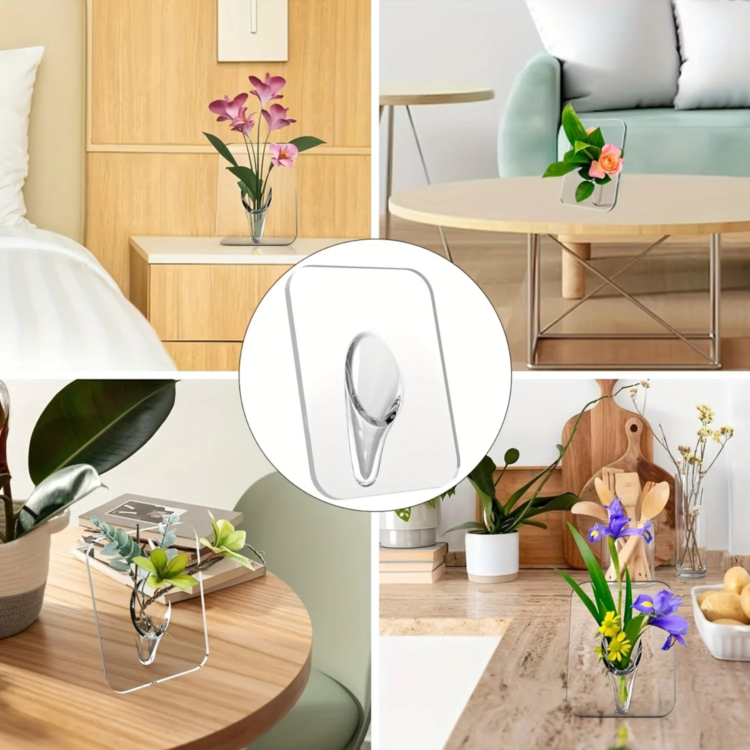 

Modern Geometric Acrylic Bud Vase - Stylish Holder for Artificial Flowers, Faux Flowers, Fake Flowers - Perfect for Office Decor