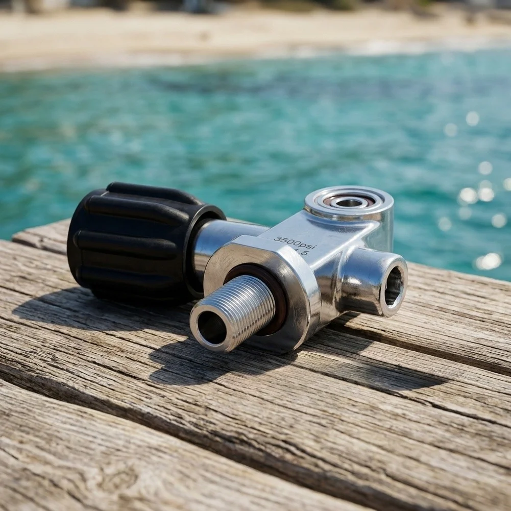 Scuba Tank Valve with Dual Interface Support For Yoke and For DIN M18x1.5 Thread for 0.5L 1L 2L 3L 4L Cylinders 250 Bar Rating