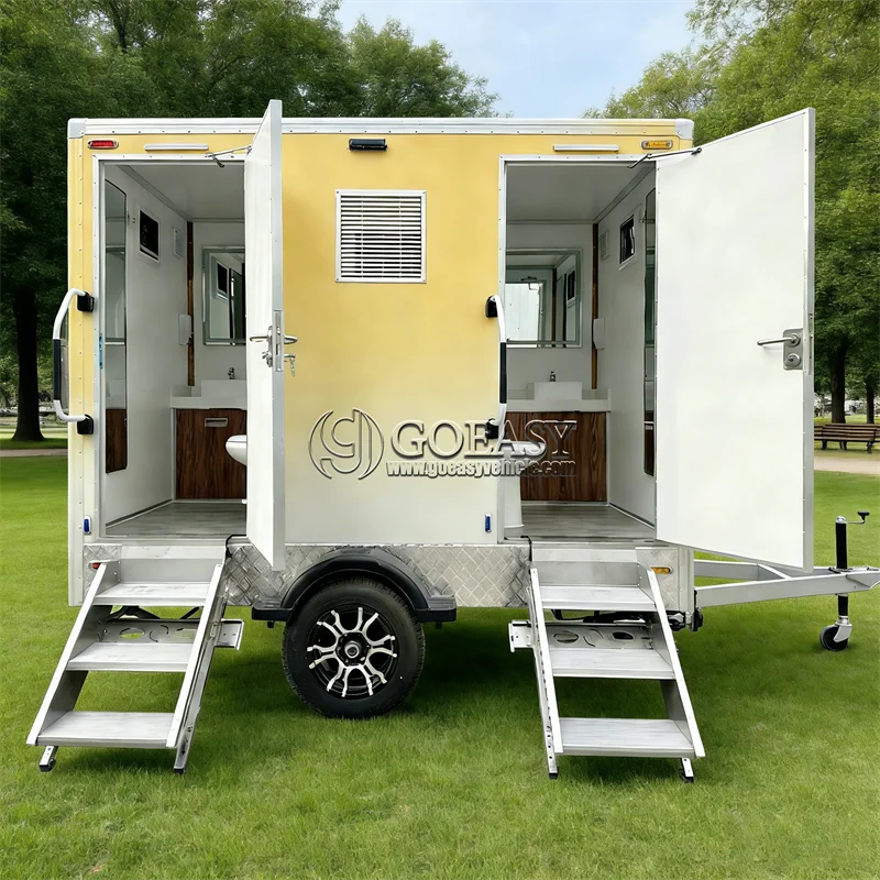 

2 Station Prefab House Portable Toilet Trailer Shower Rooms Outdoor Camping Mobile Toilet Trailer Luxury Restroom Trailer