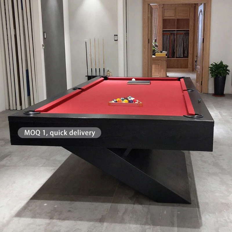 Solid Oak Wood Modern Professional Pool Table Customizable Slate Cushion Real Leather Pockets Cue Accessories