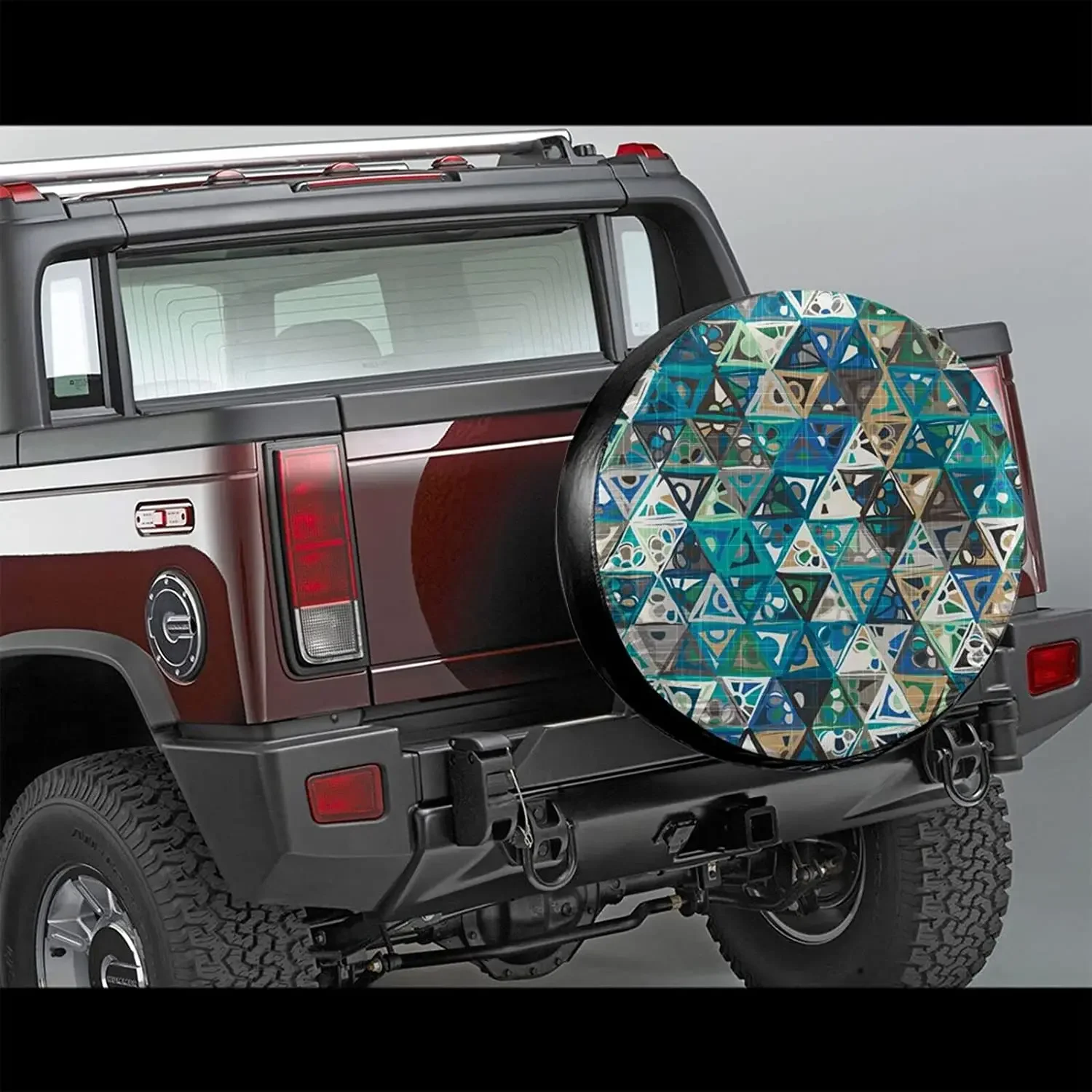 Tribal Ethnic Geometric Flower Spare Tire Cover Waterproof Dust-Proof Wheel Protectors Universal for Trailer,,SUV,RV