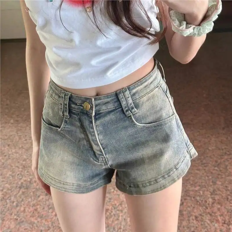 High Waist Slim Fit Denim Shorts Women's Summer New Style American Hot Girl Retro Versatile Fashionable Street Style Jeans