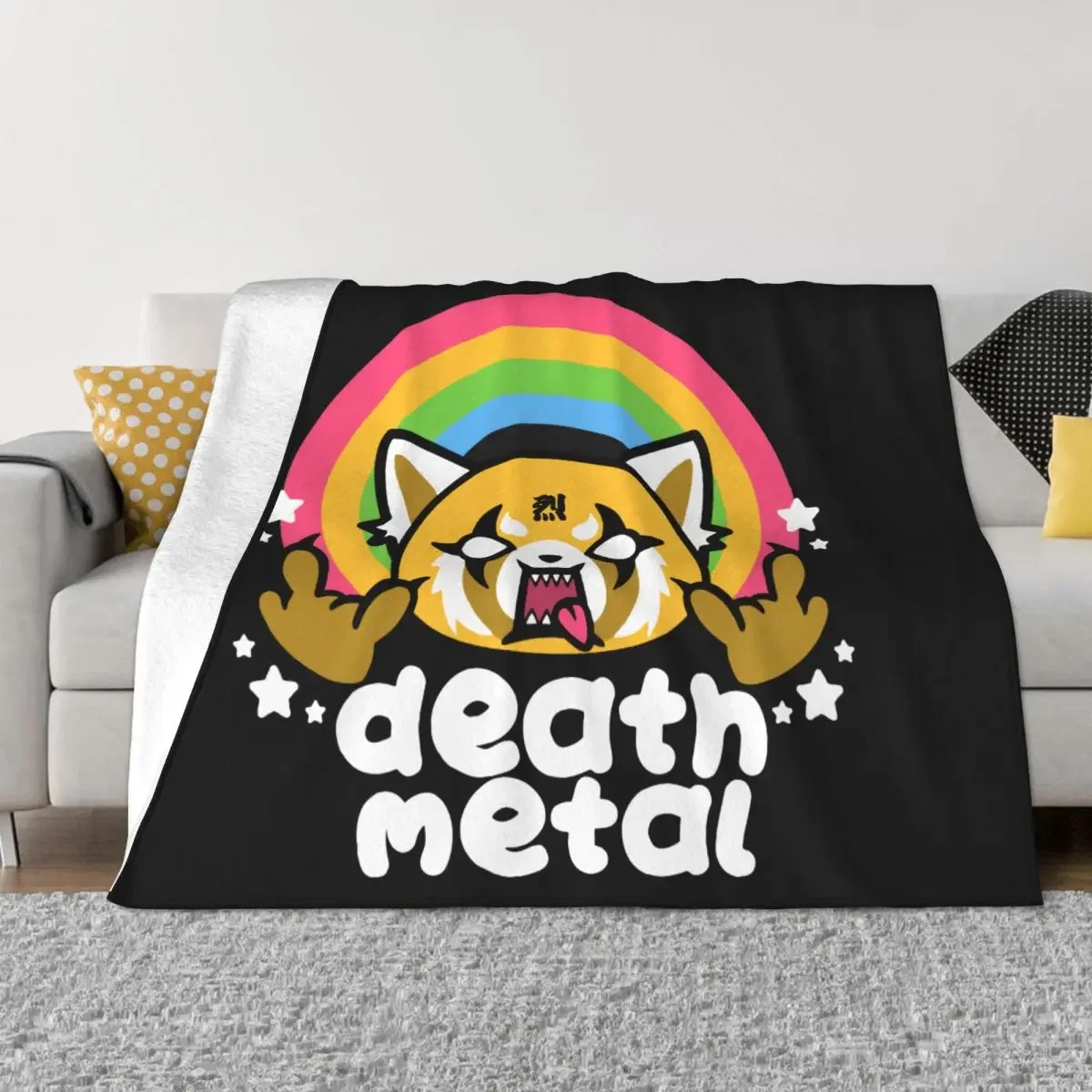 Death Metal Aggretsuko Aggressive Retsuko Fleece Blanket Awesome Throw Blanket for Home Hotel Sofa 125*100cm Bedspread