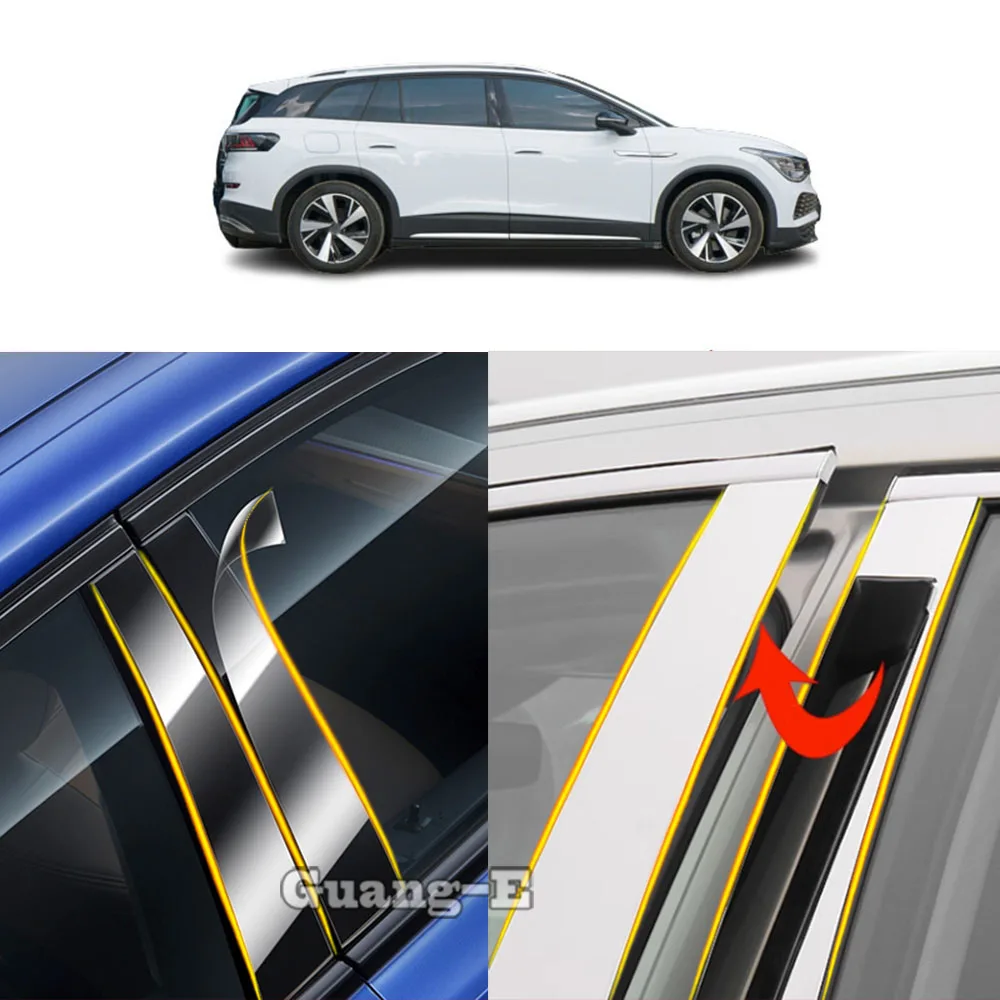 

Car TPU/Glossy Mirror Pillar Post Cover For VW Volkswagen ID6X ID.6X 2021 2022 2023 2024 Door Trim Window Molding Stickers Plate