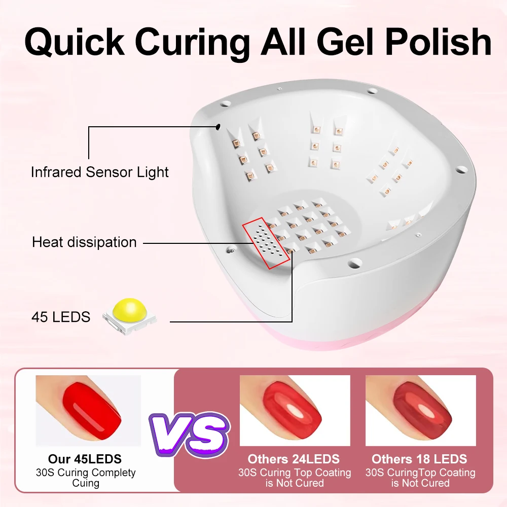 LIMEGIRL UV LED مسمار مصباح مع شاشة LED 45 المصابيح المهنية مسمار تجفيف مصباح لعلاج جميع أدوات الصالون البولندية هلام الاكريليك