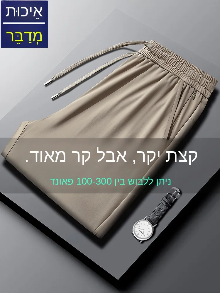 

Men's Summer Thin Ice Silk Sport Pants Quick Dry Large Size Drapey Elastic Casual Trousers Cool Feeling Fashion City Style