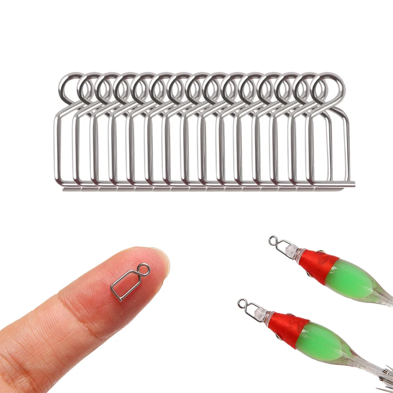 15Pcs Stainless Steel Fishing Snaps Fast Lock Clips for Blowing Tube Squid Jig Fishing Tool Accessories Pesca Wholesale