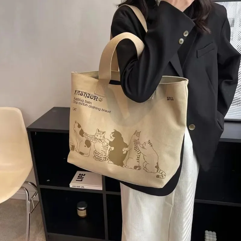 2023 New Fashion Canvas Tote Bag per le donne borsa per la spesa riutilizzabile di grande capacitร borsa a tracolla Casual di alta qualitร Totes