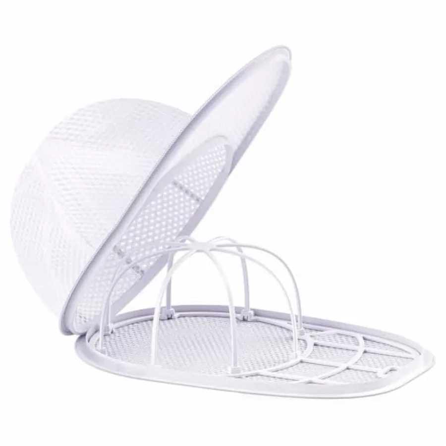 Hat Washer Cage for Baseball Caps, Durable Cap Form Holder for Washing Machine and Dishwasher Hat Cleaning Kit, White - 1 Pack