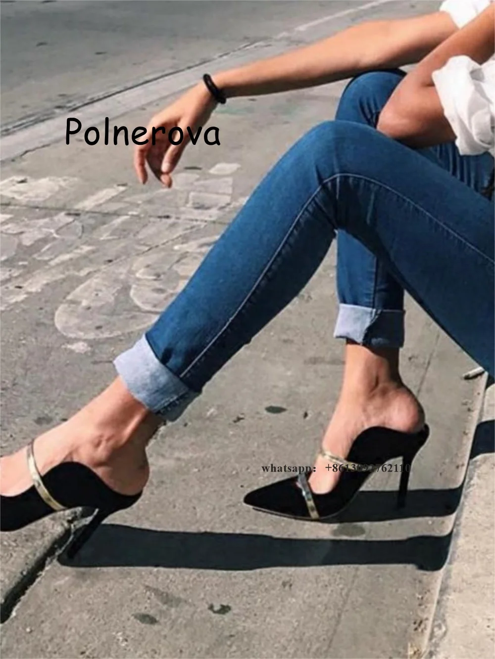 

Patent Leather Pointed Toe Slippers Thin High Heels Women's Shoes Summer Shallow Casual One Word Belt Mixed Colors Elegant Shoes