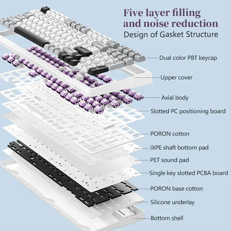 Aula F99 Customized Mechanical Keyboard Gasket Structure Full-Key Hot Plug Wireless Three-Mode Bluetooth Game 8000mah Office