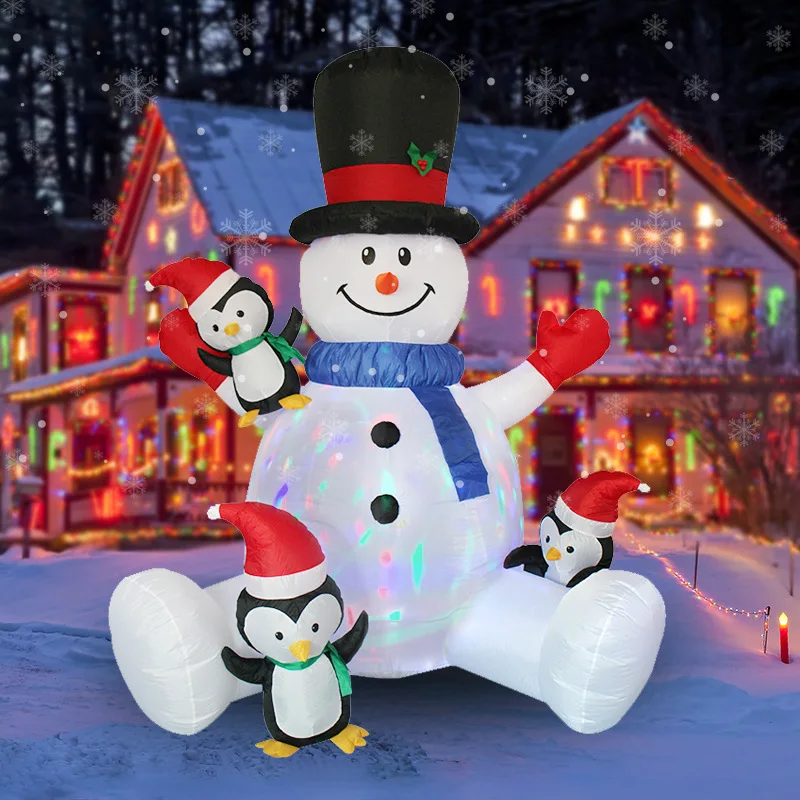 

New Christmas Inflatable Snowman Penguin Stackable Outdoor Party Decoration with Colored Lights