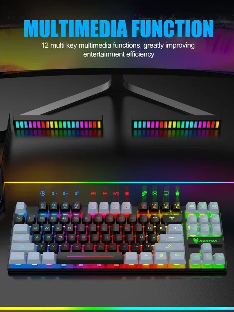 87 Keys RGB Backlit Mechanical Feel Gaming Keyboard Wired Office Keyboard for Laptop PC Gamer Computer Ergonomics Magic Keyboard