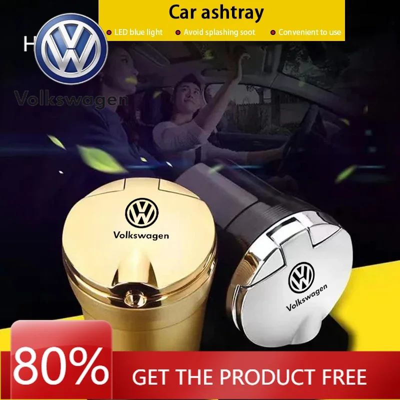 

Портативная бездымная пепельница для автомобиля Volkswagen VW с LED-подсветкой, подстаканник для Volkswagen VW Jetta Polo T5 T4 Golf 7 5 Caddy Passat