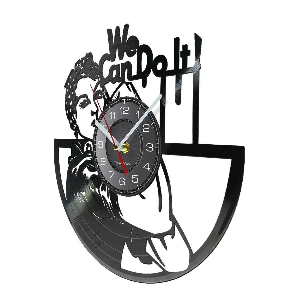 Rosie The Riveter Vintage Vinyl Record Wall Clock Girl Power Home Decor Wall Watch We Can Do It Equality Art for Strong Women