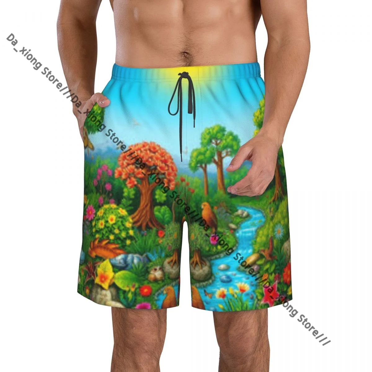 

Быстросохнущие шорты для плавания с дикими животными в лесу для мужчин, купальный костюм, купальный костюм, пляжная одежда