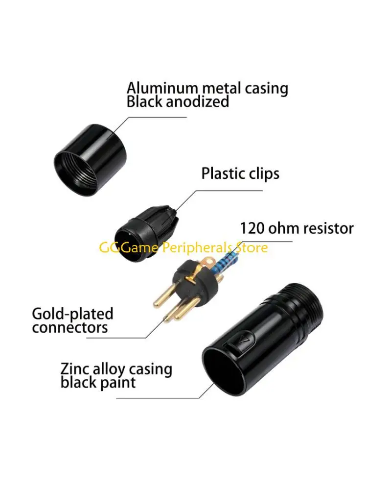 U55B 2 Pack Professional 120 Ohm Termination Plug For DMX512 And 3Pin Applications