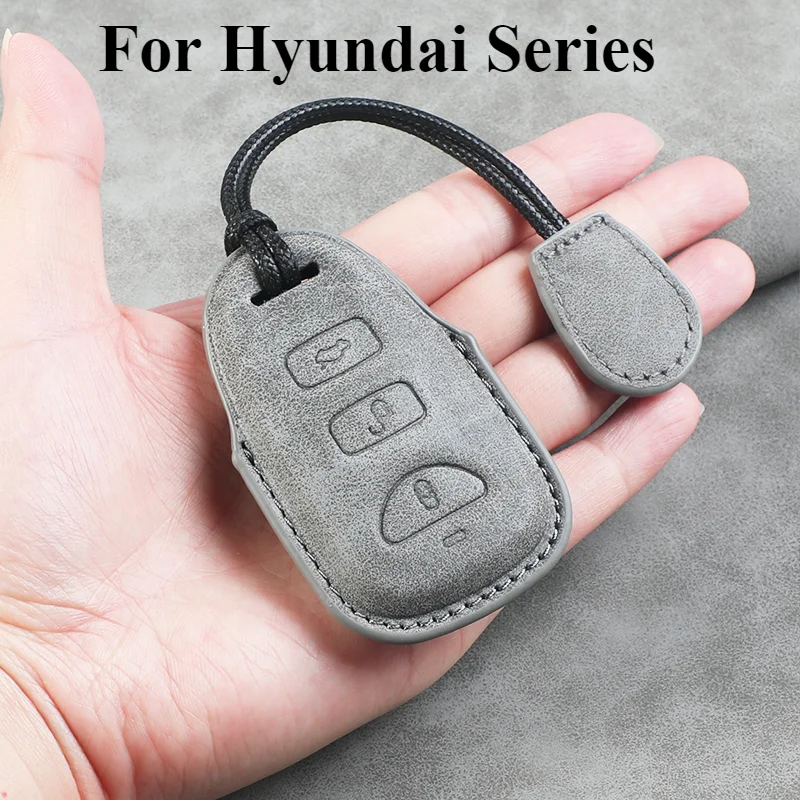 

3 + 1 Buttons Leather Car Remote Key Case Cover Shell Fob For Hyundai for Kia Tucson Sonata Santa FE Carens Protector Key Fob