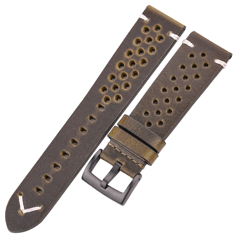 DUTRIEUX Handmade Armband 18 20 22 24mm Öl Wachs Echtem Leder Strap Frauen Männer 4 farben Atmungsaktive Uhr Band Armband zubehör 5