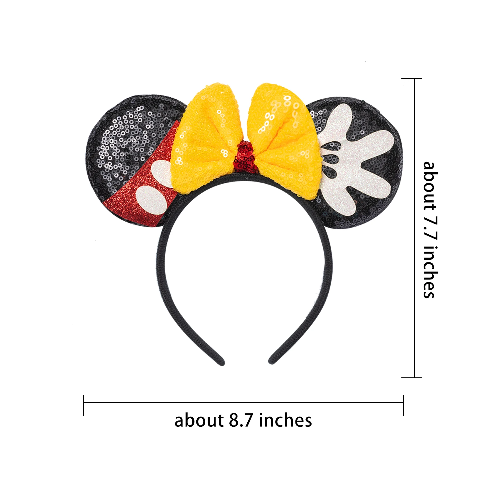 Diademas con orejas de ratón de 2 piezas, lazos brillantes, diademas con orejas de ratón para fiestas de cumpleaños, eventos temáticos, un complemento perfecto para tu viaje