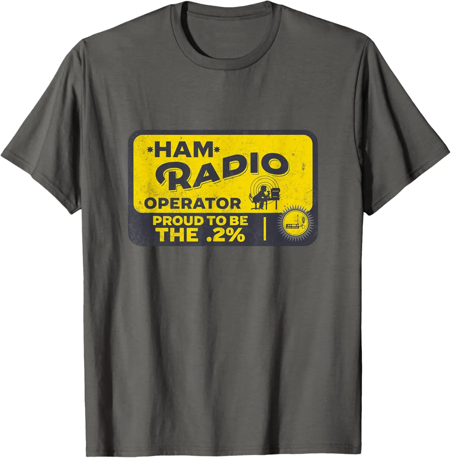Ham Radio Operator Proud To Be The 0.2 Percent Vintage Graphic Tee Short Sleeve T-Shirt Unisex Casual