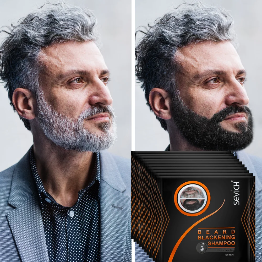 3PCS Instant Hair Dye Black Beard Shampoo For Men Fast Blackening White Beard Dye Shampoo Hair Colouring Cream Moustache Care