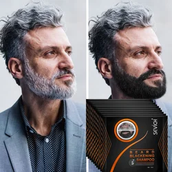 3 pezzi tintura per capelli istantanea Shampoo per barba nera per uomo Fast Blackening White Beard Dye Shampoo crema per colorare i capelli cura dei baffi