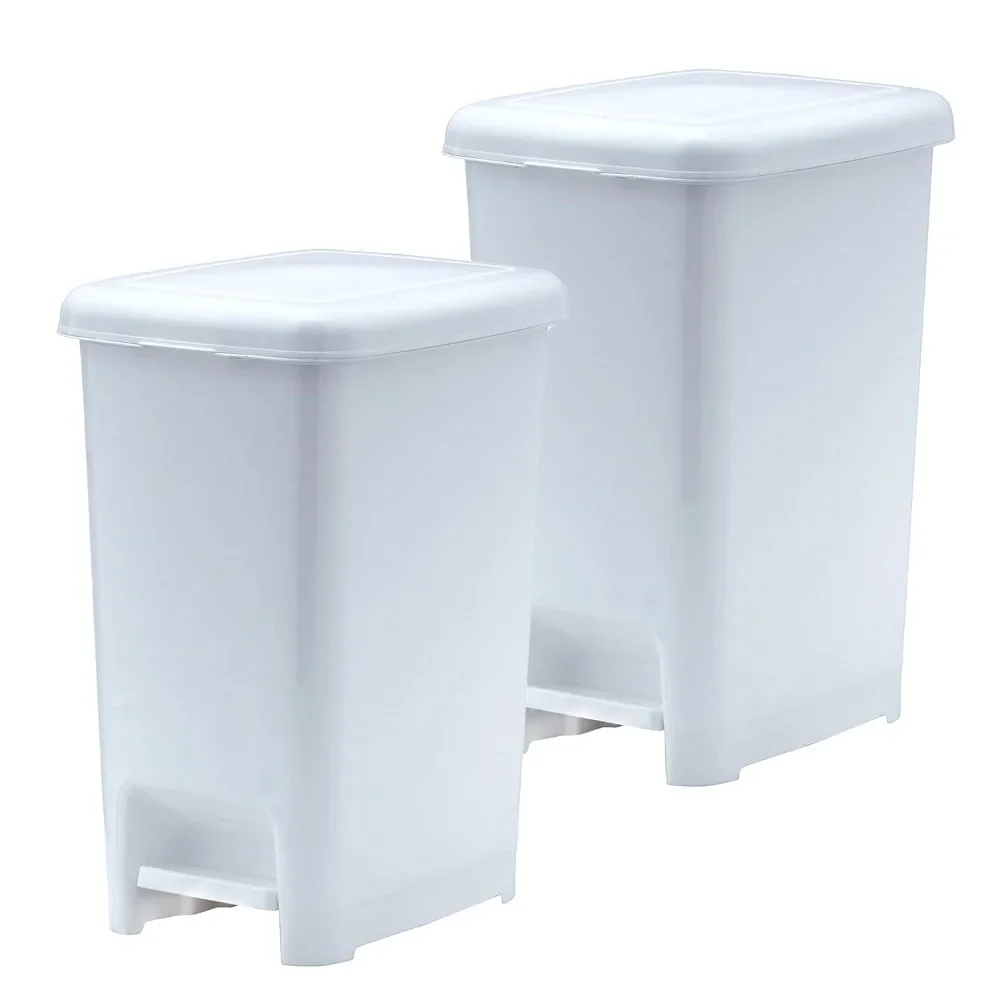 

6.5 Gal Slim Step On Pedal Plastic Trash Can, Waste Bin for Under Desk, Office, Bedroom, Bathroom- 26 Qt