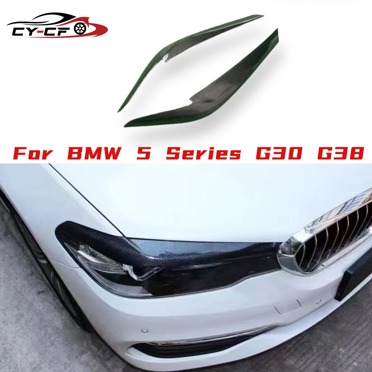 

Headlight Eyebrow For BMW 5 Series G30 G31 530Li 2018-2020 Carbon Eyelid Headlamp Sticker Brow Front Head Light Lamp Cover Trim