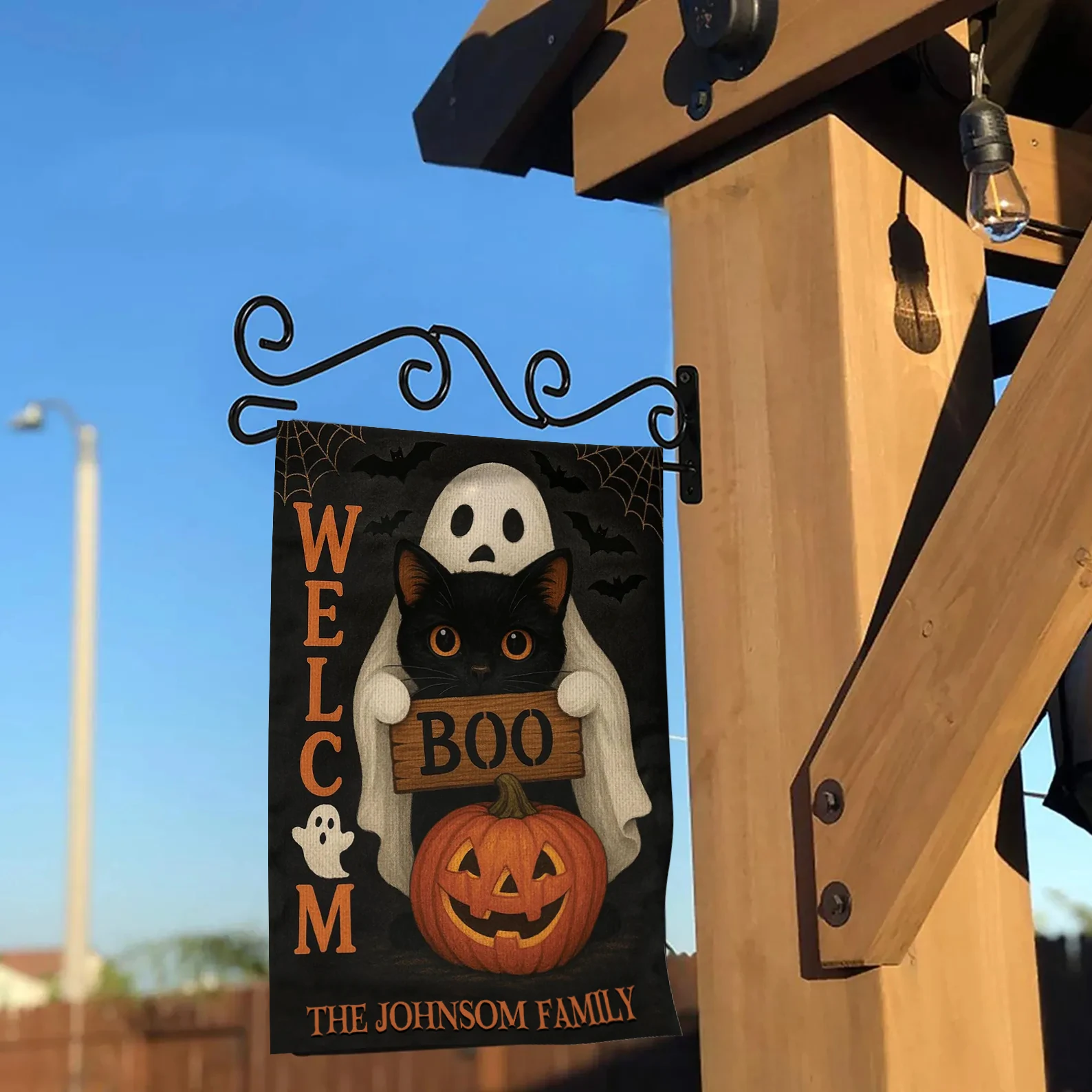 Personalized Halloween Garden Flag Custom Family Name Flag Outdoor Banner Personalized Flags Double