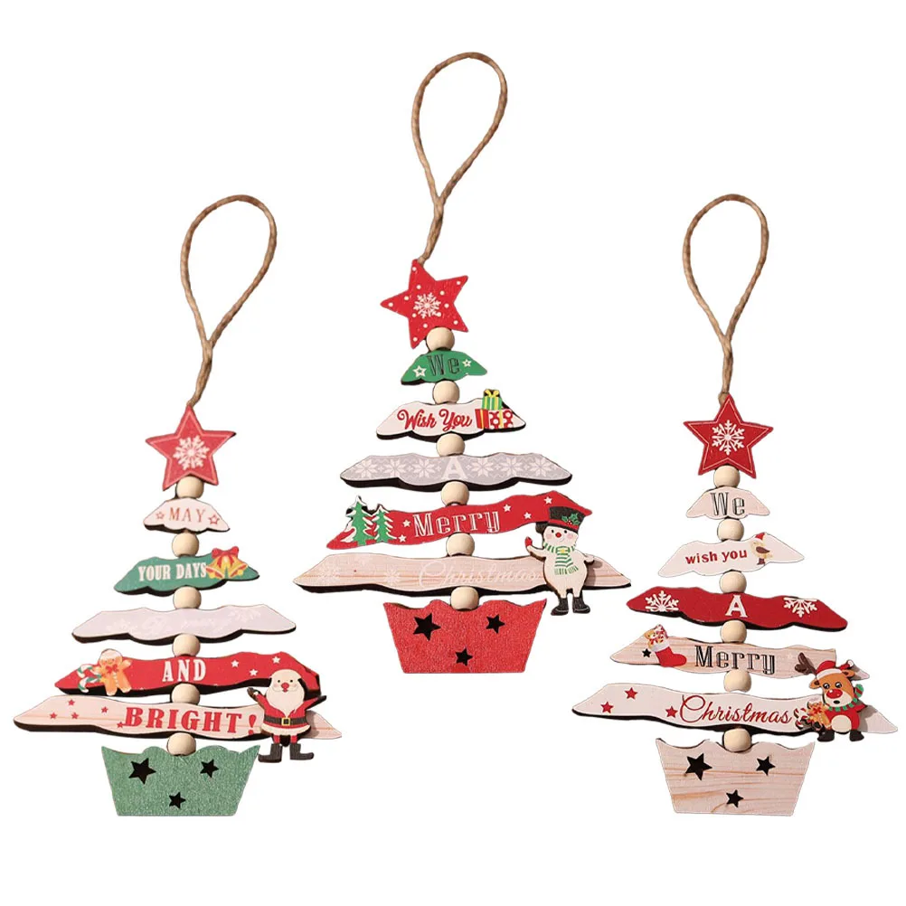 

3 Pcs Window Party Christmas Tree Holiday Decorations Festive Pendant Ornaments Hanging for