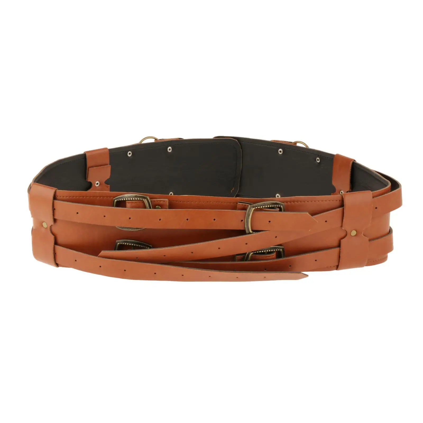 Premium PU Leather Waist Belt Costume Adjustable Band 88-110.5cm Medieval Knight Belt for Dress up Nightclub Performances Unisex