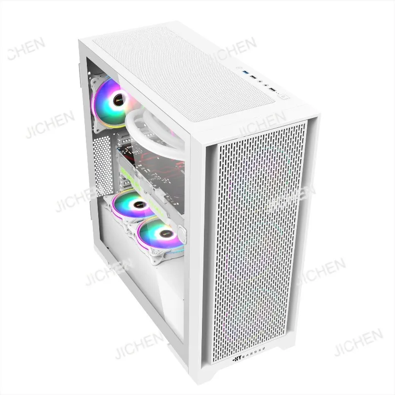 

Desktop PC Computer Main Case EATX Dual Channel Tempered Glass Side Penetration