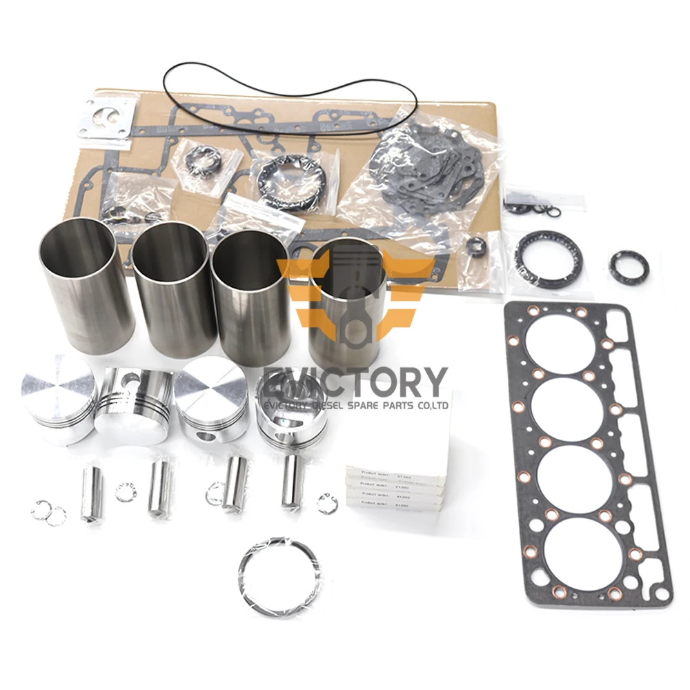 For kubota V1200 overhaul rebuild kit gasket bearing +valve + guide +liner kit