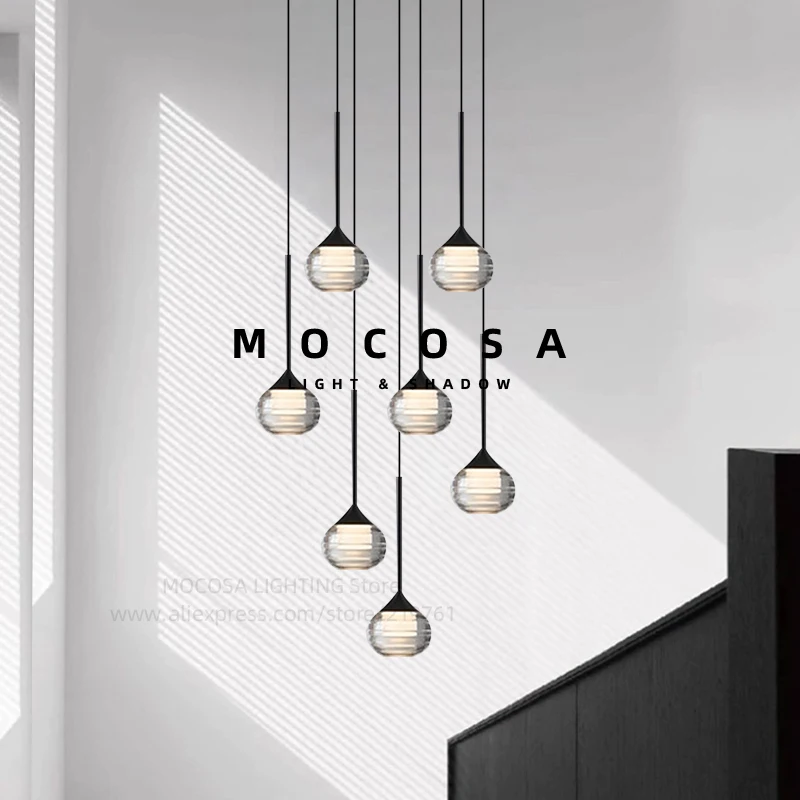 Water Drop LED Pendant Bedroom Bedside Lamps Modern Stairwell Light Living Room Ceiling Hanging Lamp Indoor Staircase Chandelier - Image 2